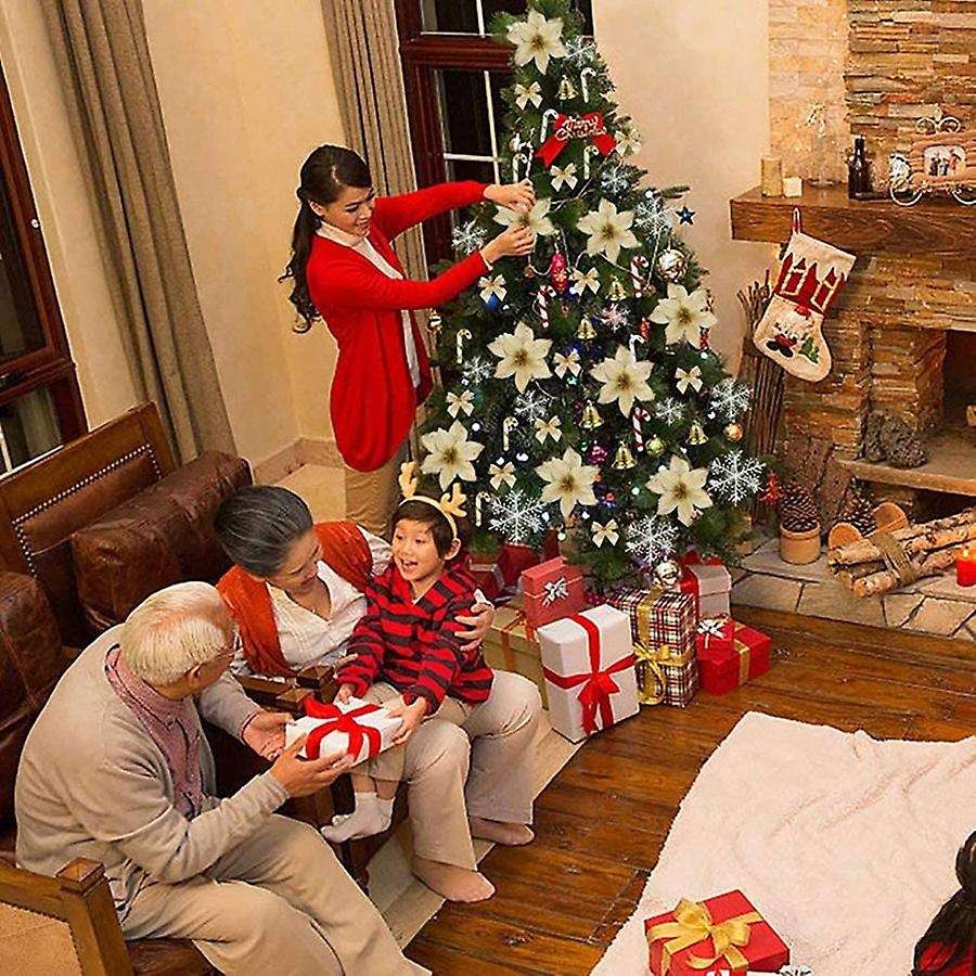 Gold Christmas Tree Ornaments Set for Xmas Wreaths Decorations A