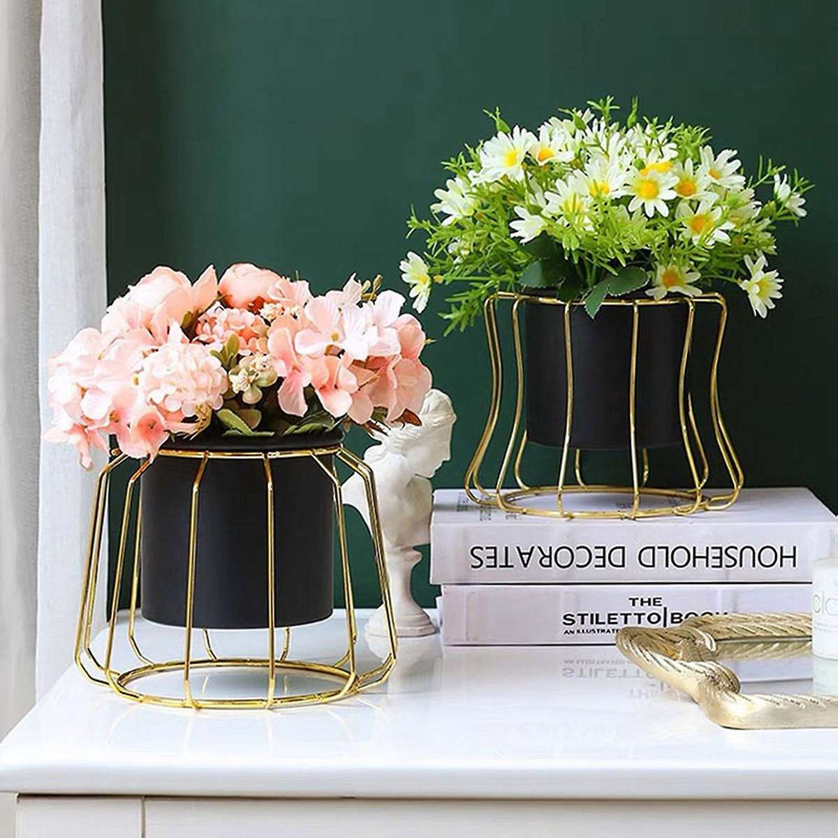 Metal Plant Stand Rack Outdoor Planter Display Holder Decor Black A