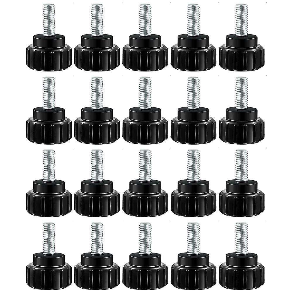 M4 X 10 Mm Carbon Steel Threaded Knurled Thumbscrew Screw, Black (20)