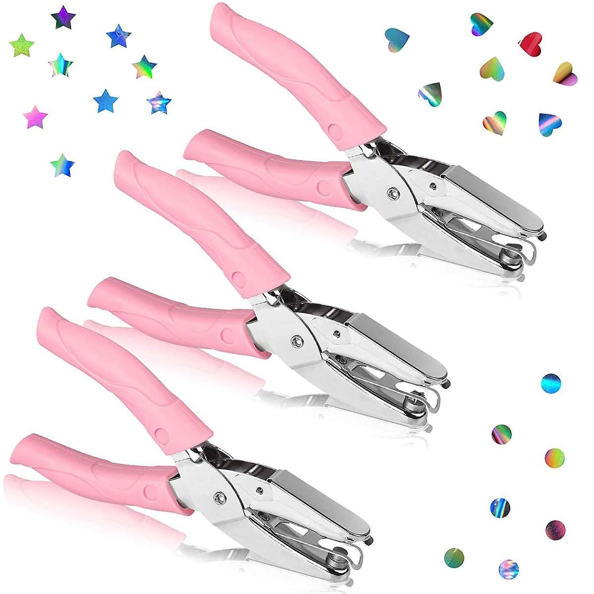 3pcs Metal Single Hole Puncher Circle Star Heart Hole Paper Punch