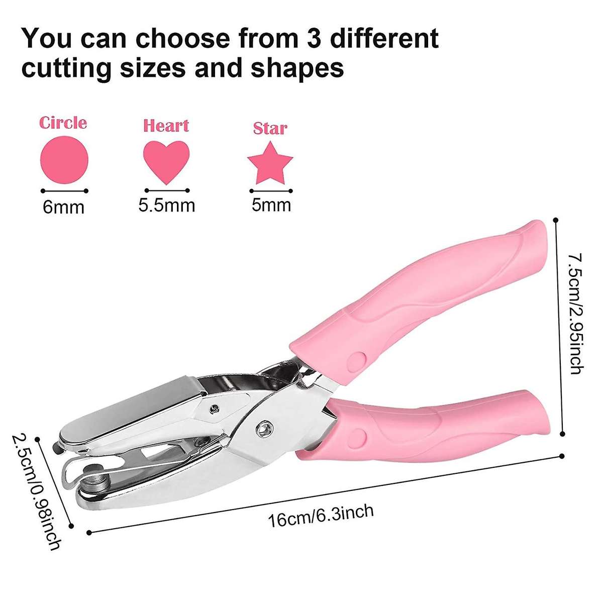 3pcs Metal Single Hole Puncher Circle Star Heart Hole Paper Punch