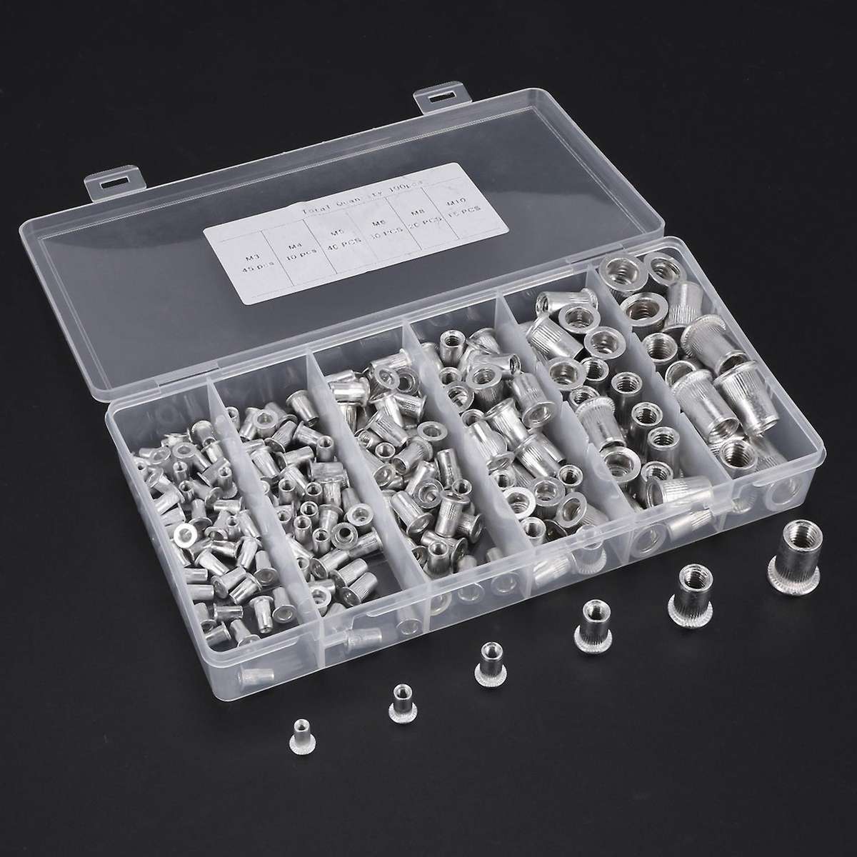 190pcs Aluminum Alloy M3 M4 M5 M6 M8 M10 Rivet Nut Alumium Rivnut Set