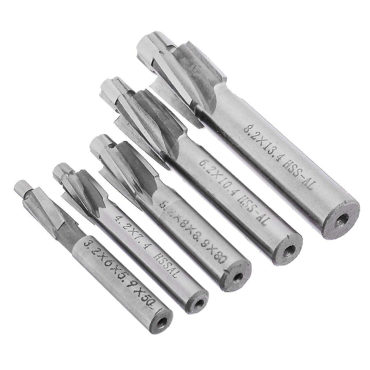 5pcs Hss Counterbore End Mill M3-m8 Pilot Slotting Tool