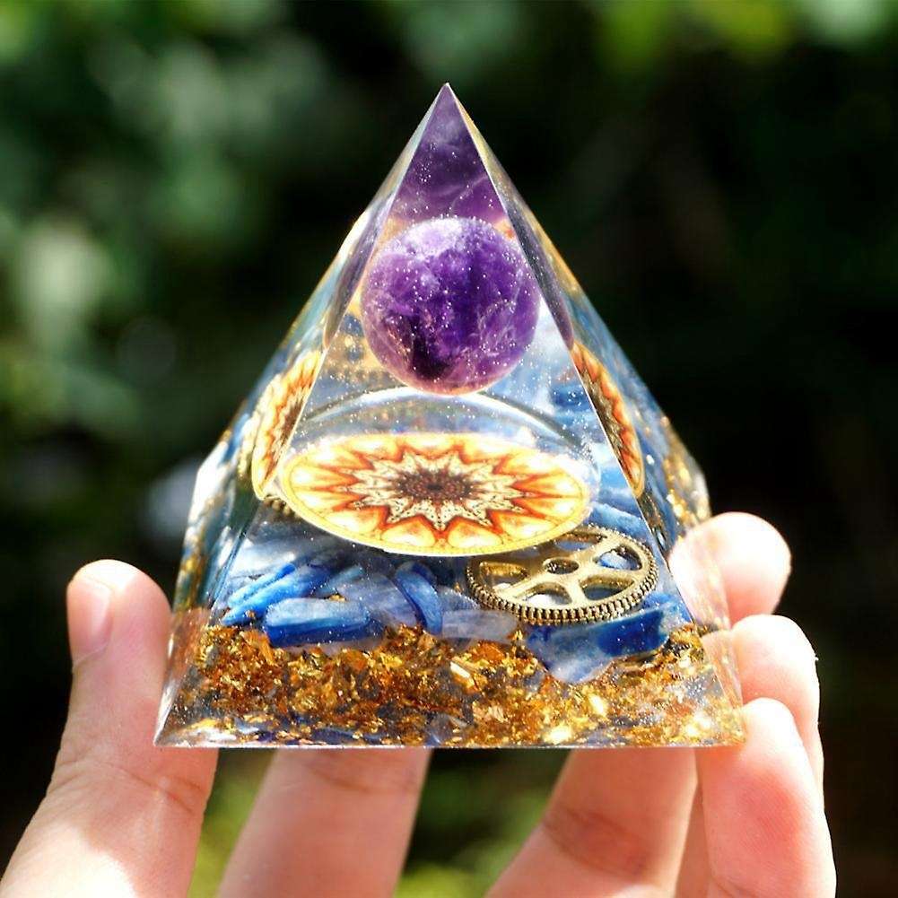 Orgonite Pyramid Amethyst Peridot Healing Crystal Meditation Crafts