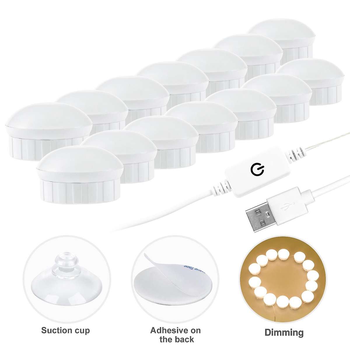 3 Colors Makeup Mirror Lamp Led Professional Press Dimming Dressing-c