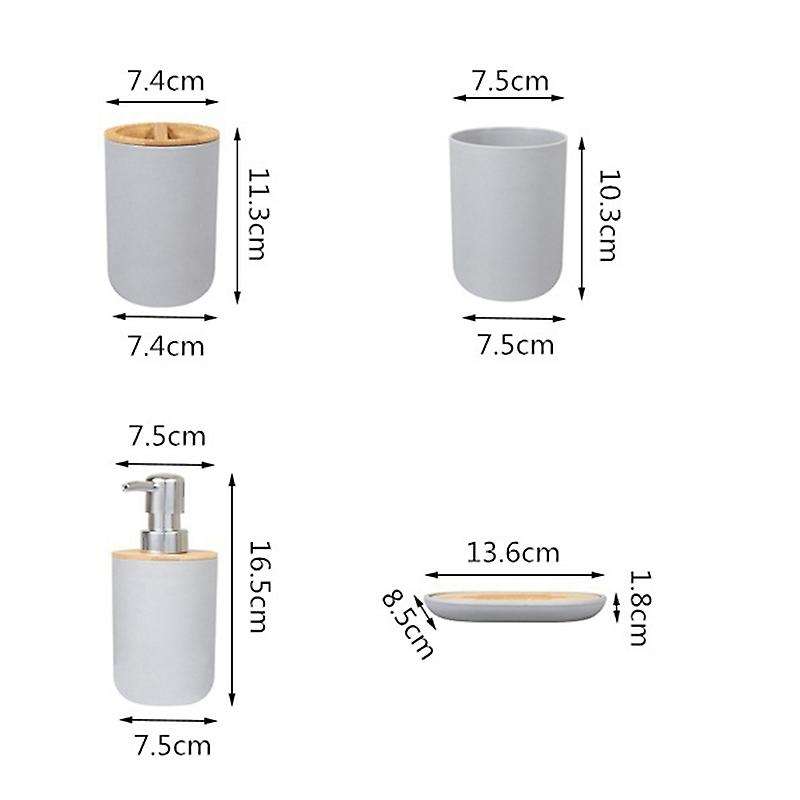 Bathroom Accessories Set Soap Dispenser Bottle Dish Suit Gray