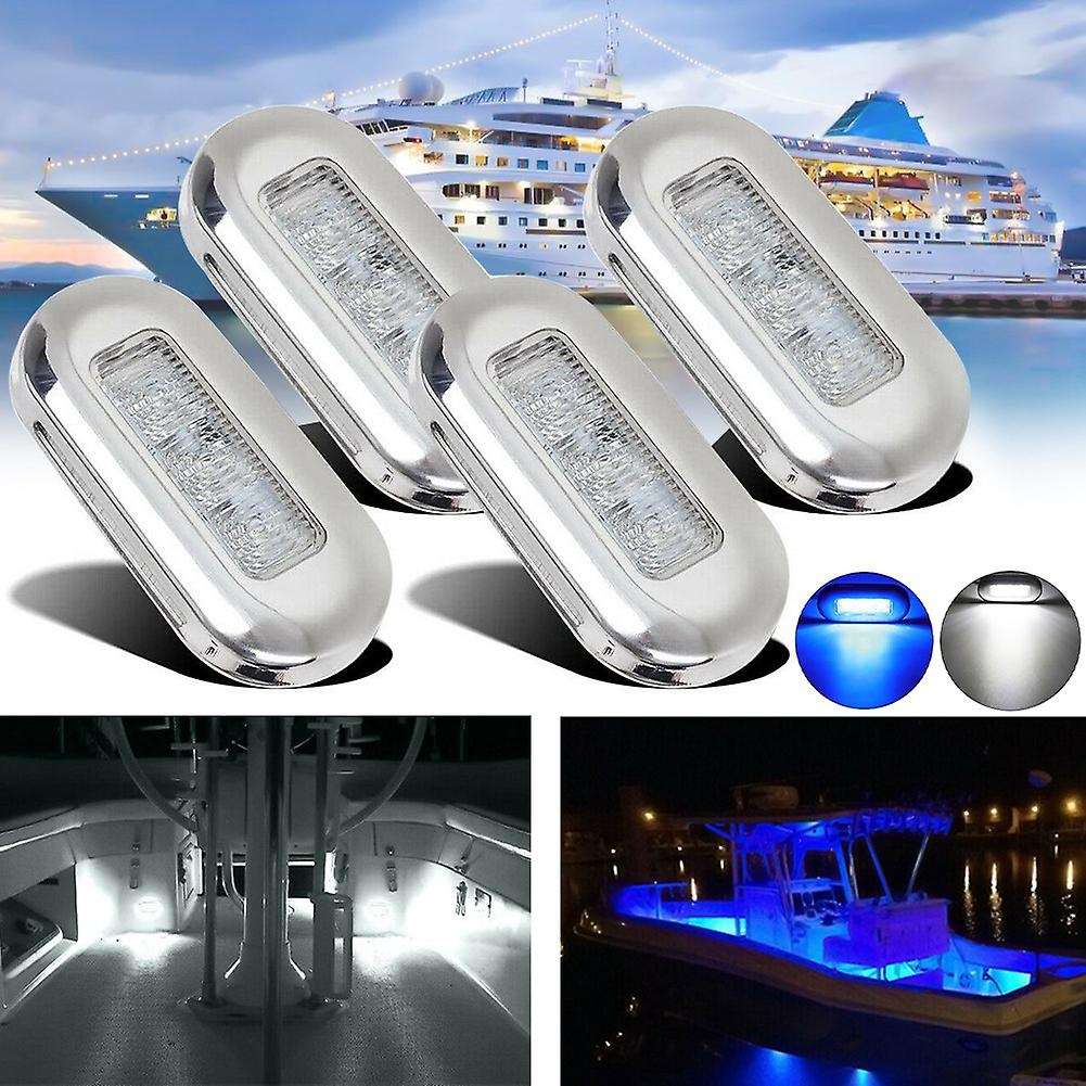 4pcs 12v Boat Marine Signal Lamp Clear Led Courtesy Lights White