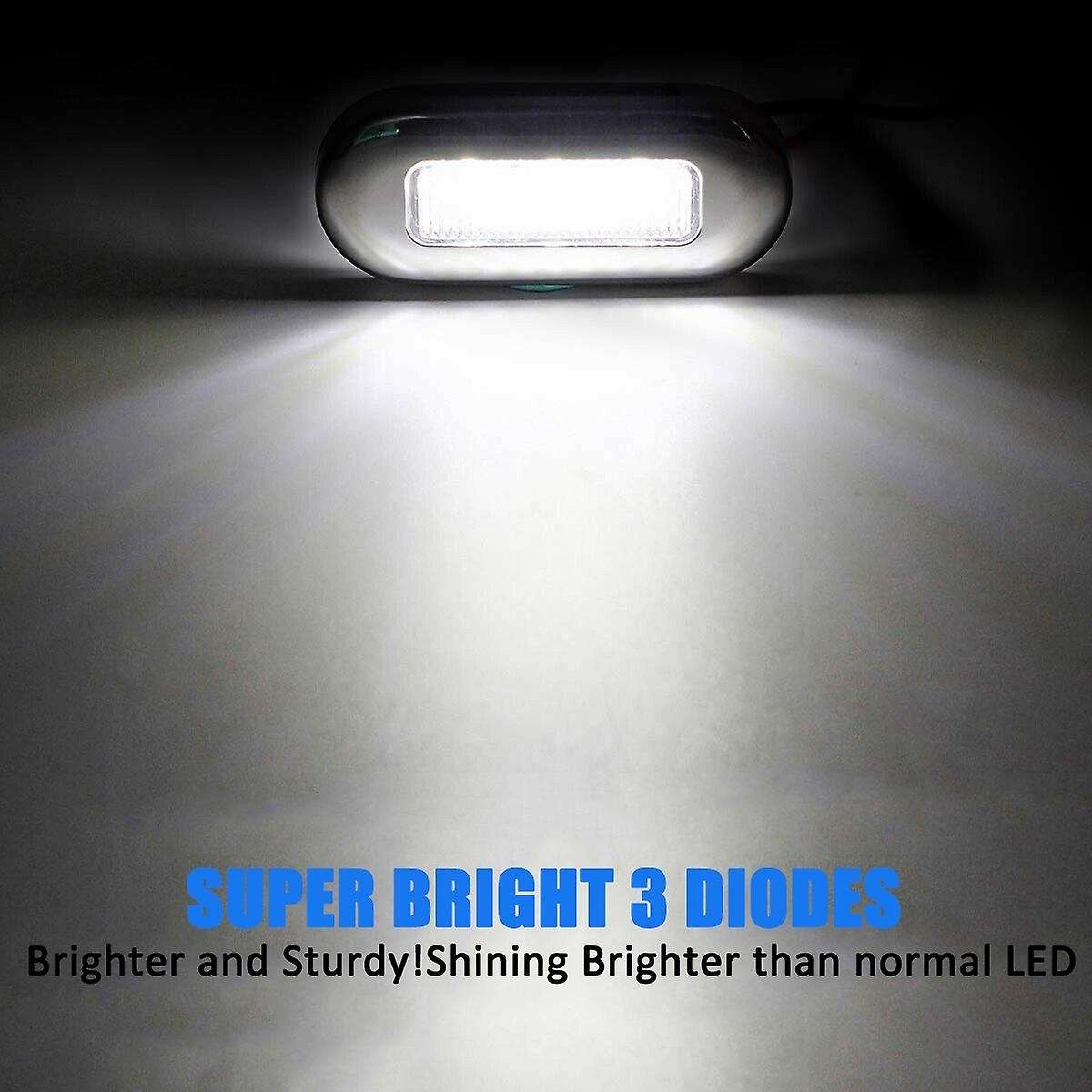 4pcs 12v Boat Marine Signal Lamp Clear Led Courtesy Lights White