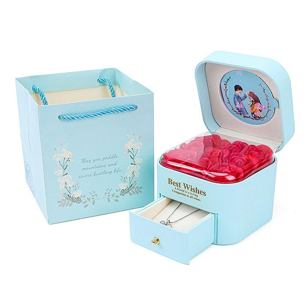 Eternal Rose with Jewelry Box for Women Valentines Day Gifts C