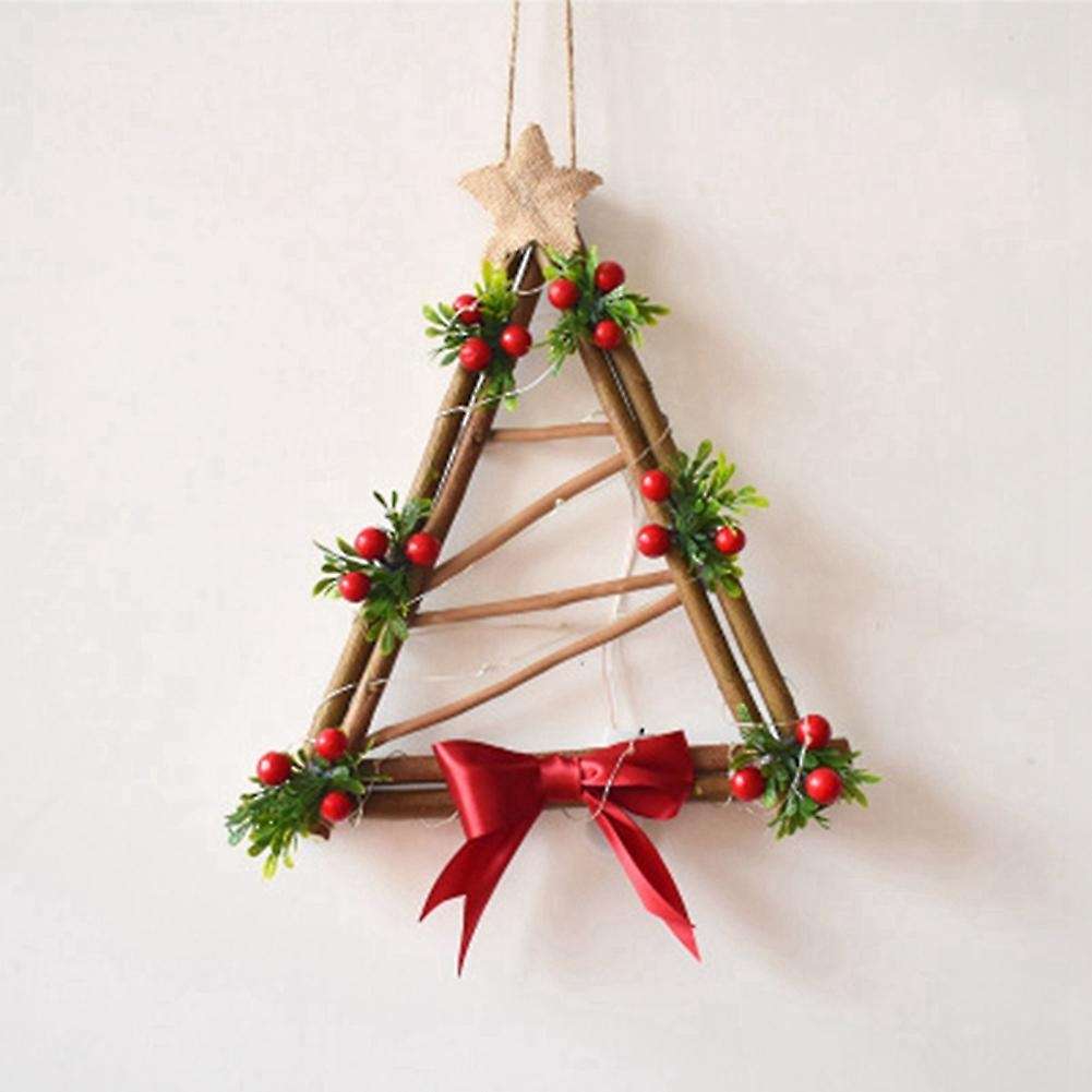 Christmas Wreath Door Window Decoration Rattan with Bow Pine Cones