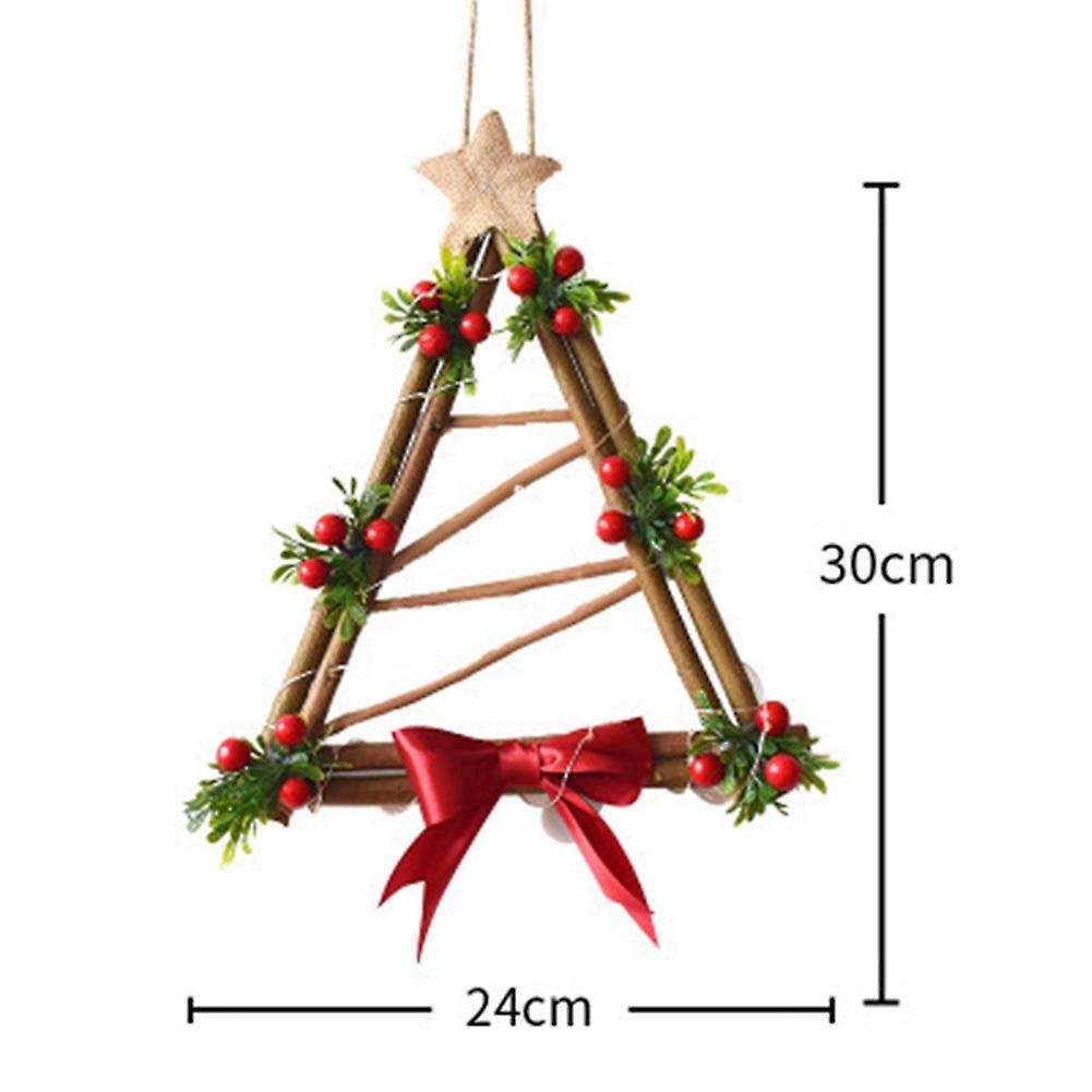 Christmas Wreath Door Window Decoration Rattan with Bow Pine Cones