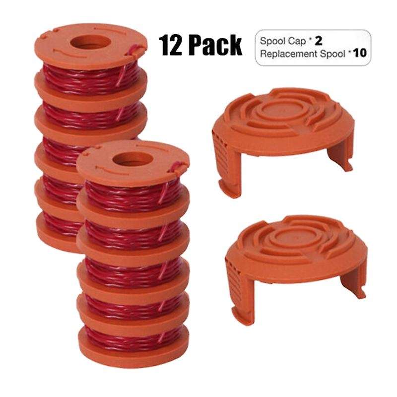 12 Pack Replacement Spool String Trimmer Line 10 Pack Spool and 2 Cap