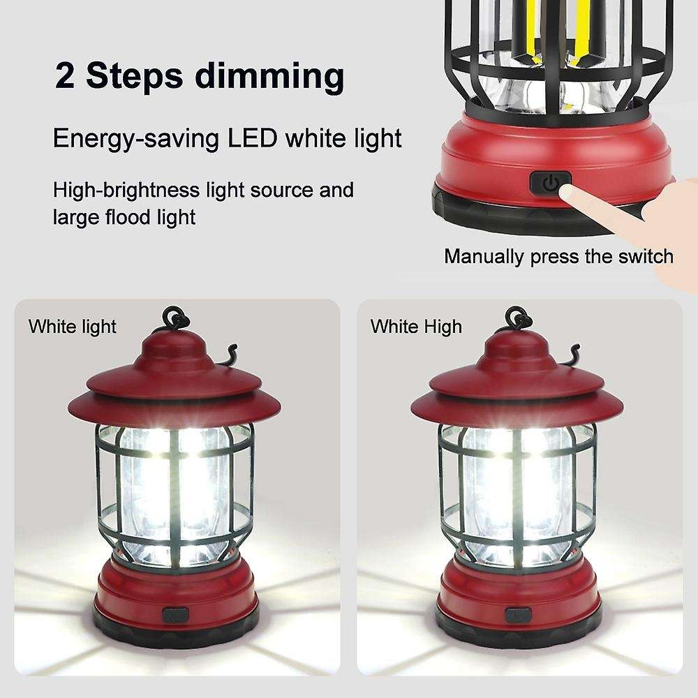Outdoor Campsite Lantern Cob Camping Light for Camping,red