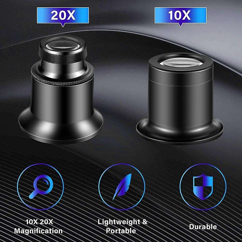 5 Pcs Jewelers Loupe Portable Monocular Magnifier 10x 20x Monocle