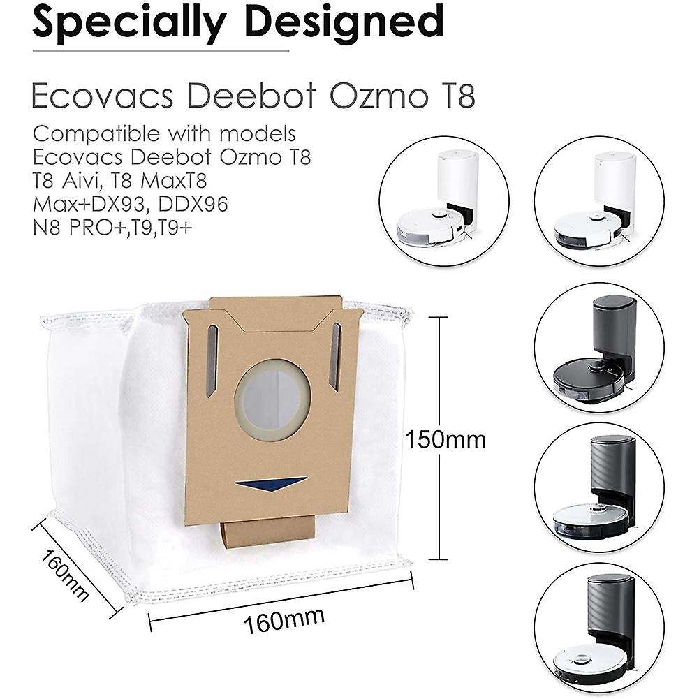 8 Pack Vacuum Cleaner Bags for Ecovacs Deebot Ozmo N8 920 950/t5 T8