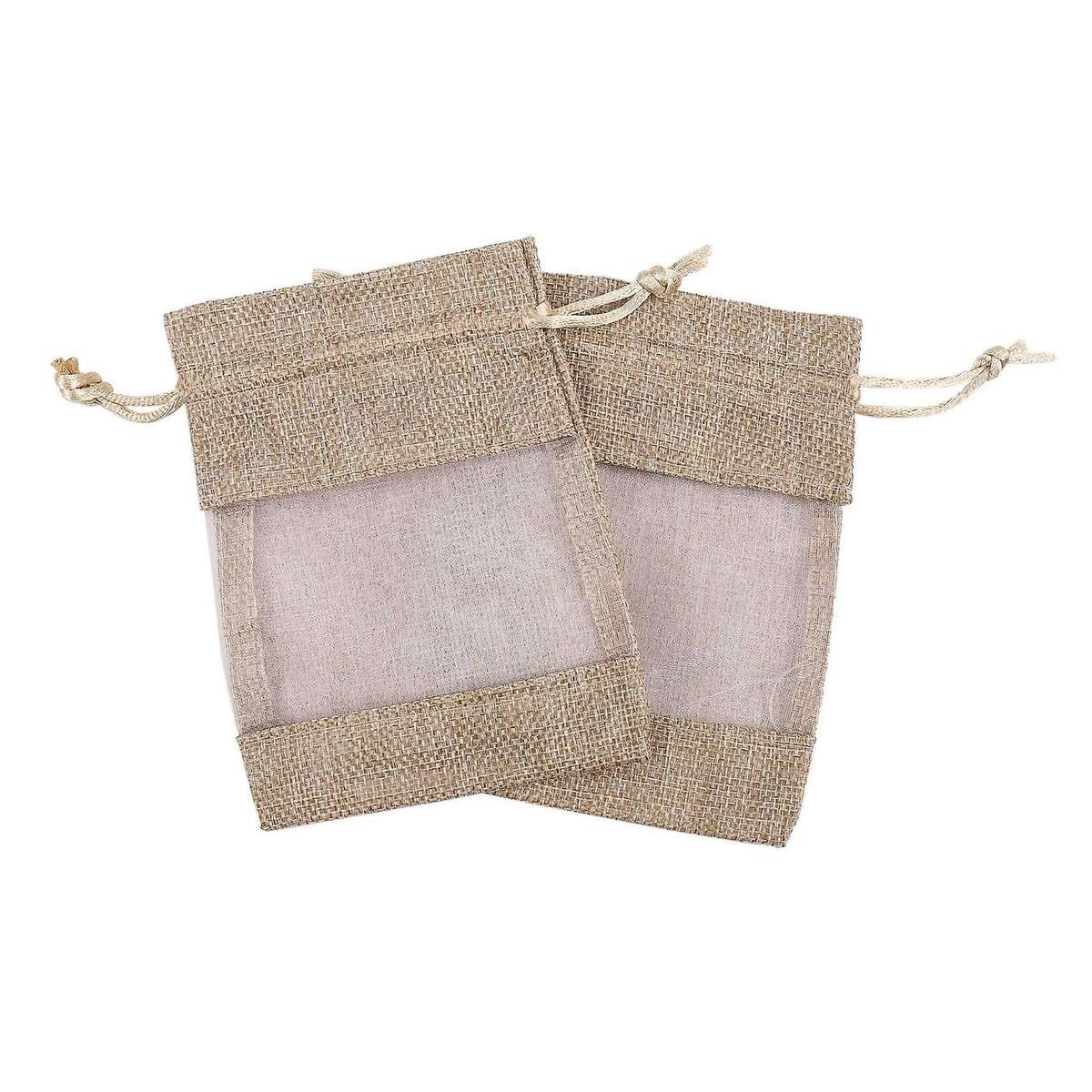 30pcs Flax Organza Bags Burlap Drawstring Pouch Wedding Bags 10x14cm