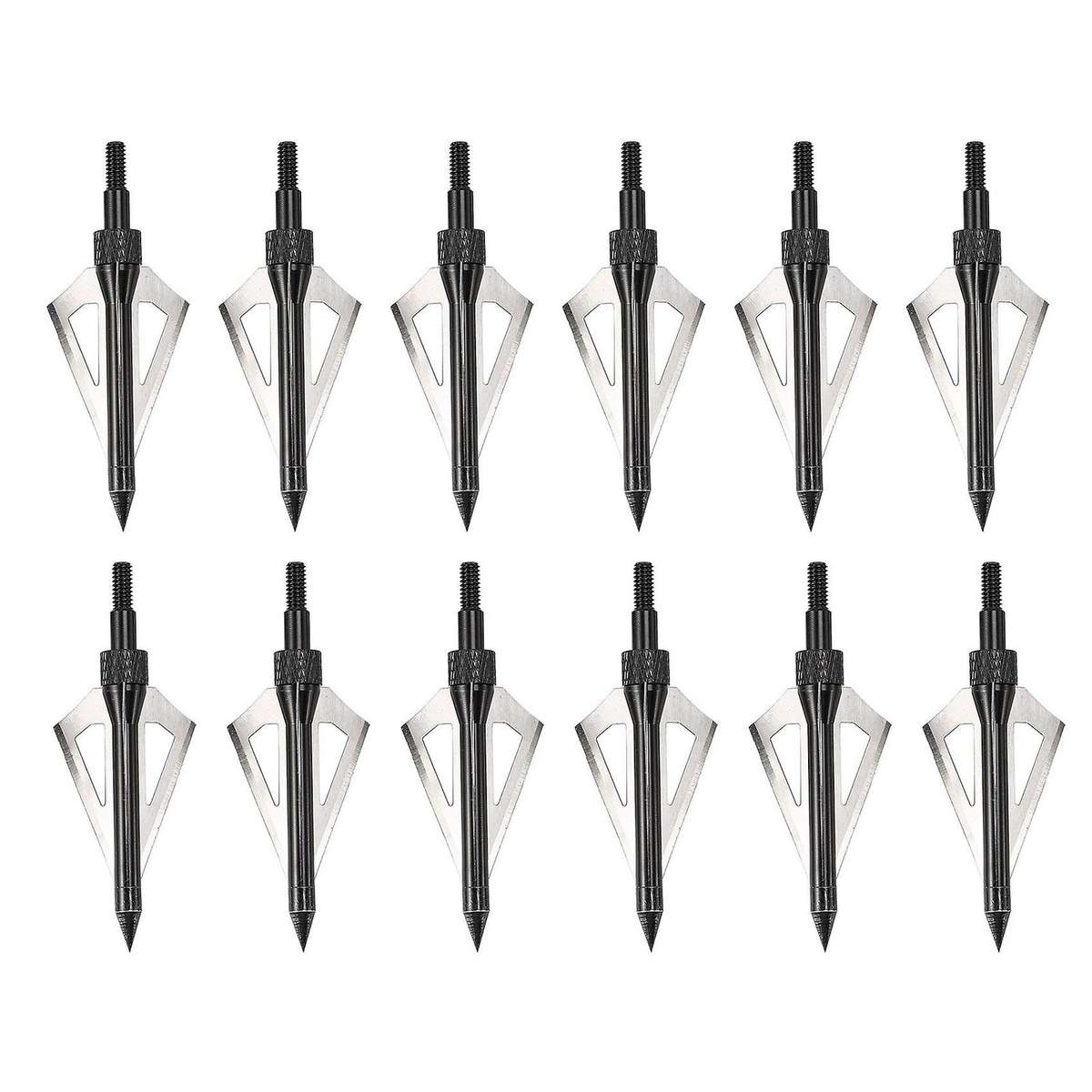 12pcs 3 Blades Hunting Archery Broadheads 100 Grain Heads Tips