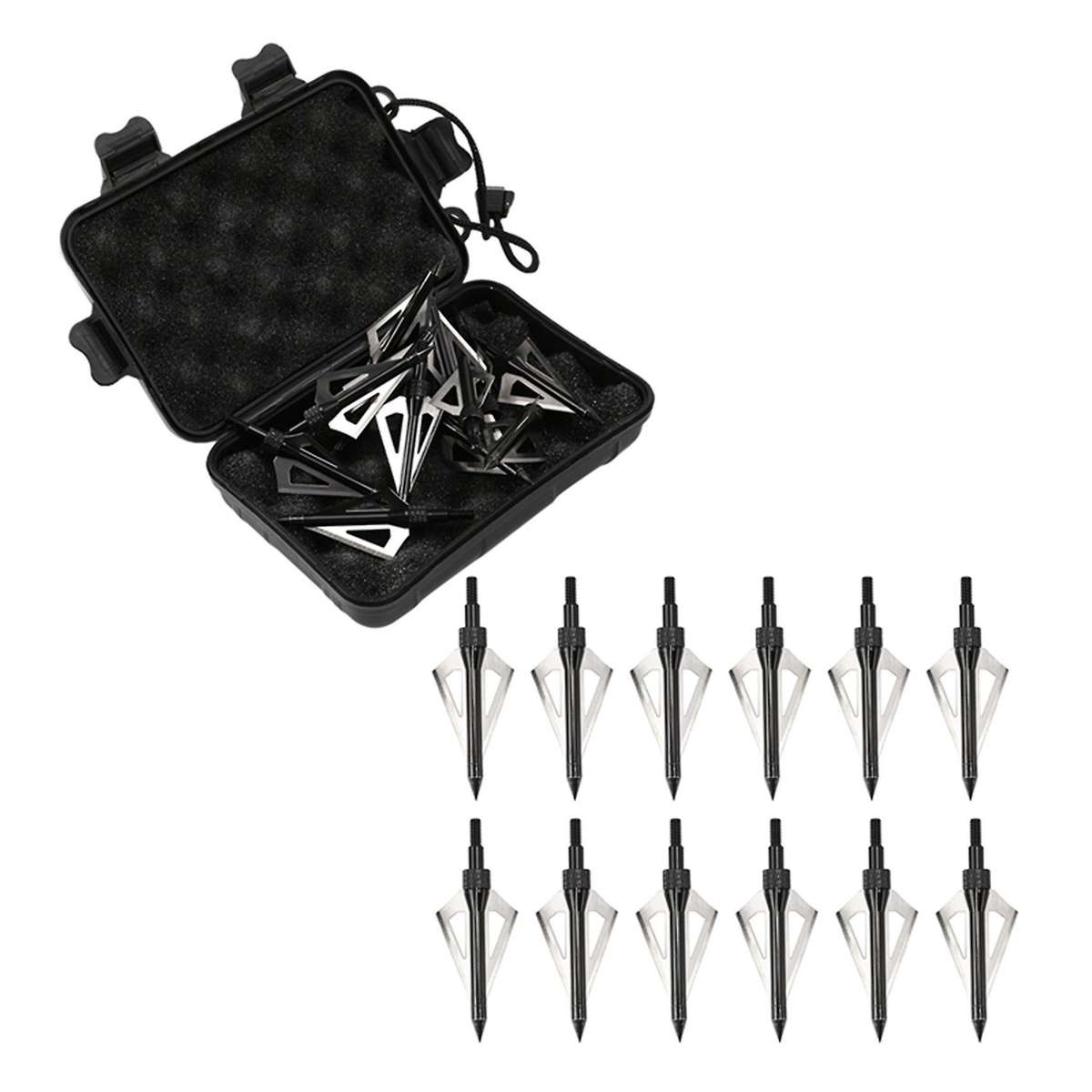 12pcs 3 Blades Hunting Archery Broadheads 100 Grain Heads Tips