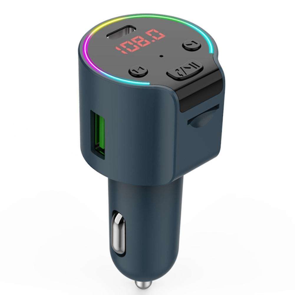 G61 Car Bluetooth 5.0 Fm Transmitter Type-c Qc3.0 Usb Dark Green