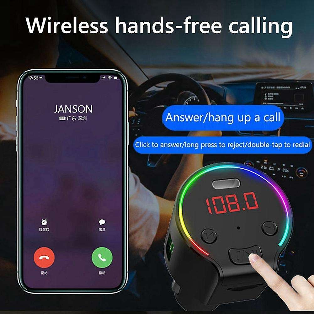 G61 Car Bluetooth 5.0 Fm Transmitter Type-c Qc3.0 Usb Dark Green