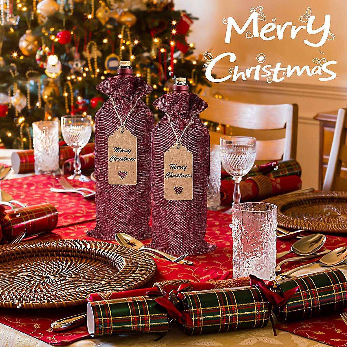 Burlap Wine Bags Wine Gift Bags, 12 Pcs Wine Bottle Bags