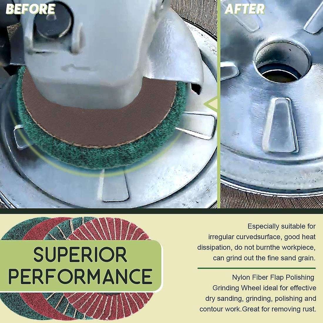 8pcs 4 Inch Red & Green Nylon Fiber Flap Discs Set for Angle Grinder