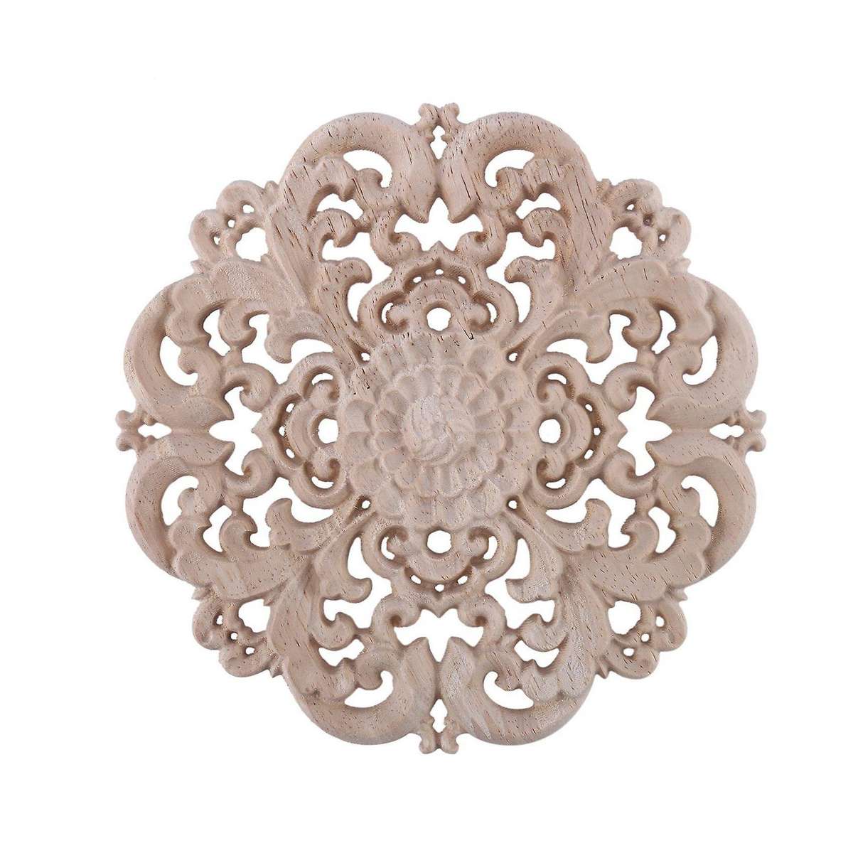 4pcs Furniture Carving Wood Ornament Window Diameter 15 Cm