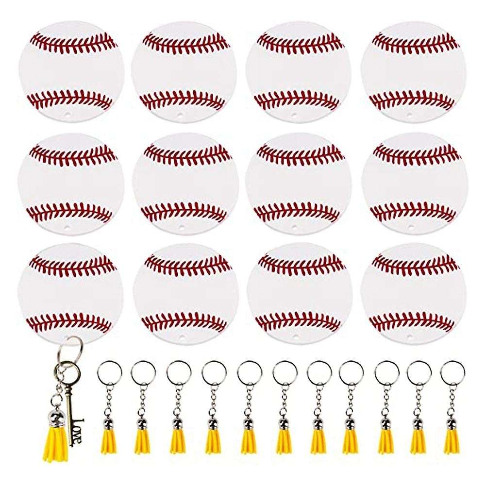 48pcs Softball Acrylic Keychain Blanks Kit,12 Softball Keychain ,a