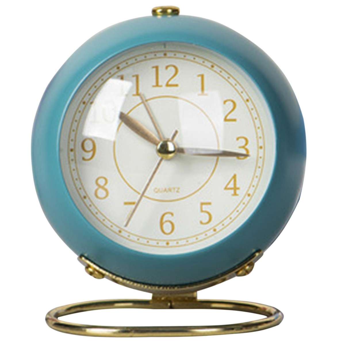 Bedroom Alarm Clock Desk Analog Alarm Clock Ultra-quiet Metal,blue