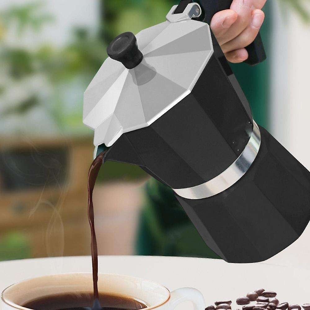 150ml European Style Moka Pot Espresso Coffee Pot Aluminum(black)