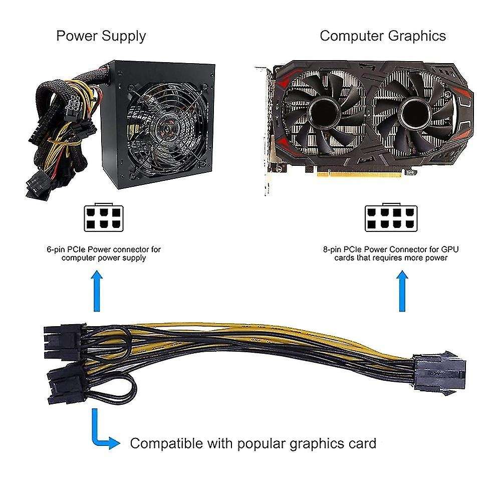 6 Pin to Dual Pcie 8pin Graphics Card Pci Express Adapter Power Cable