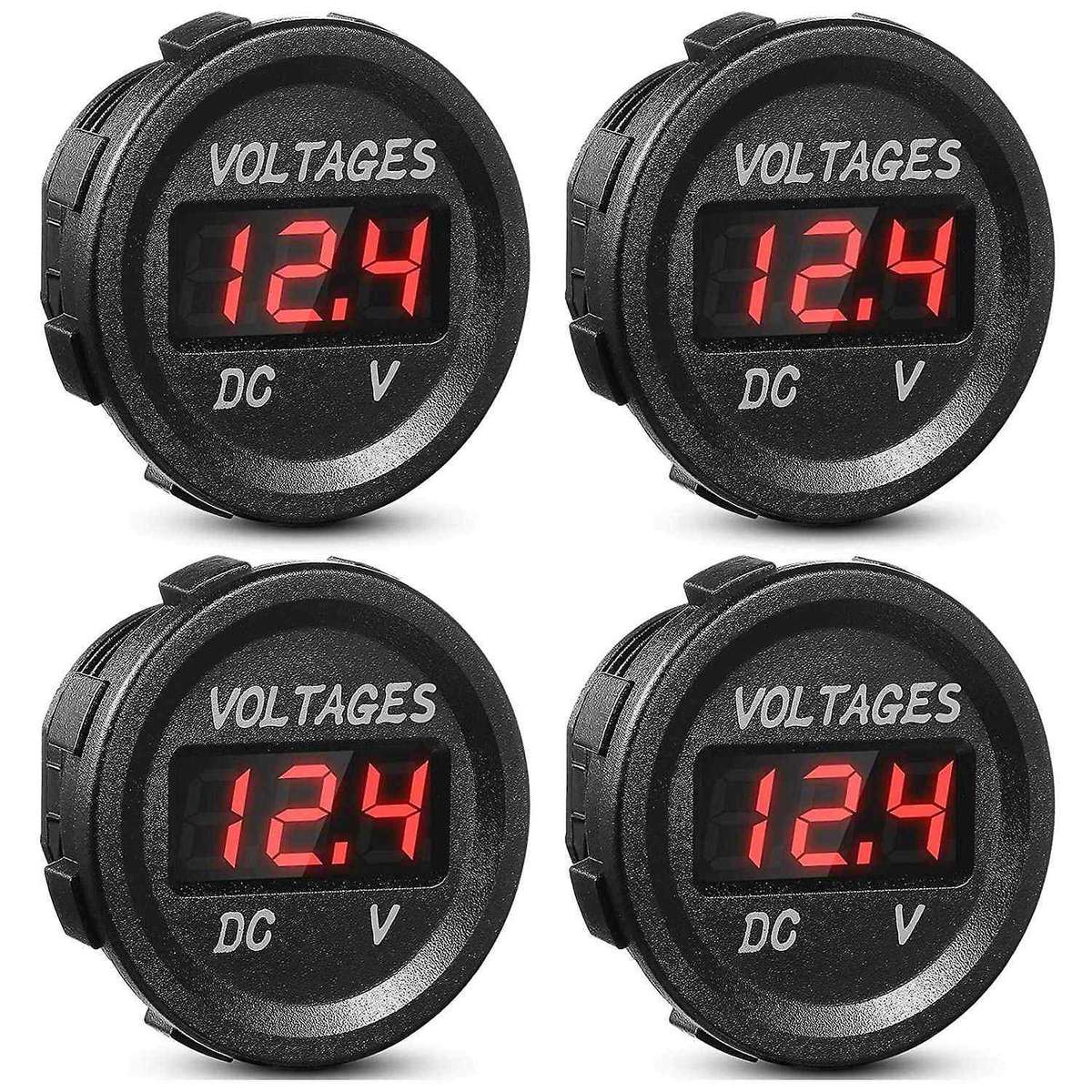 4xdc 12v Car Voltage Display Led Display Voltmeter Monitor -red