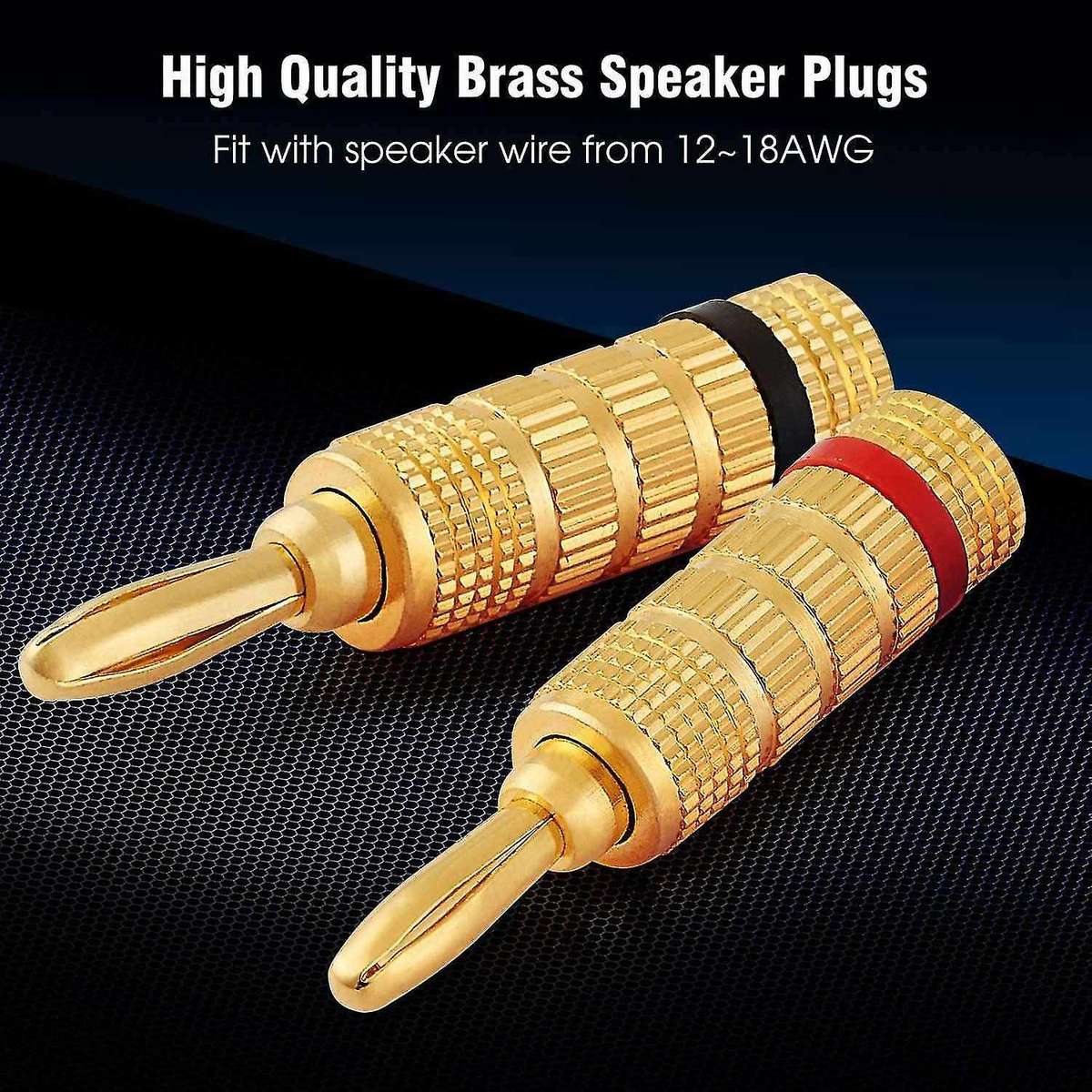 Wg-3333 24k Gold Plated Banana Plugs-screw Type, 10 Red + 10 Black