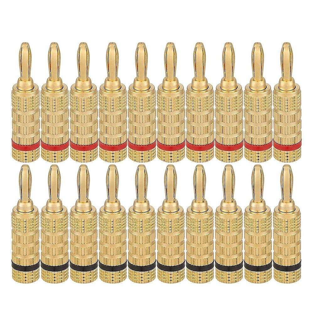 Wg-3333 24k Gold Plated Banana Plugs-screw Type, 10 Red + 10 Black