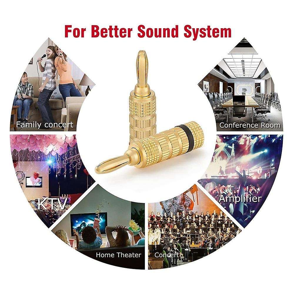 Wg-3333 24k Gold Plated Banana Plugs-screw Type, 10 Red + 10 Black