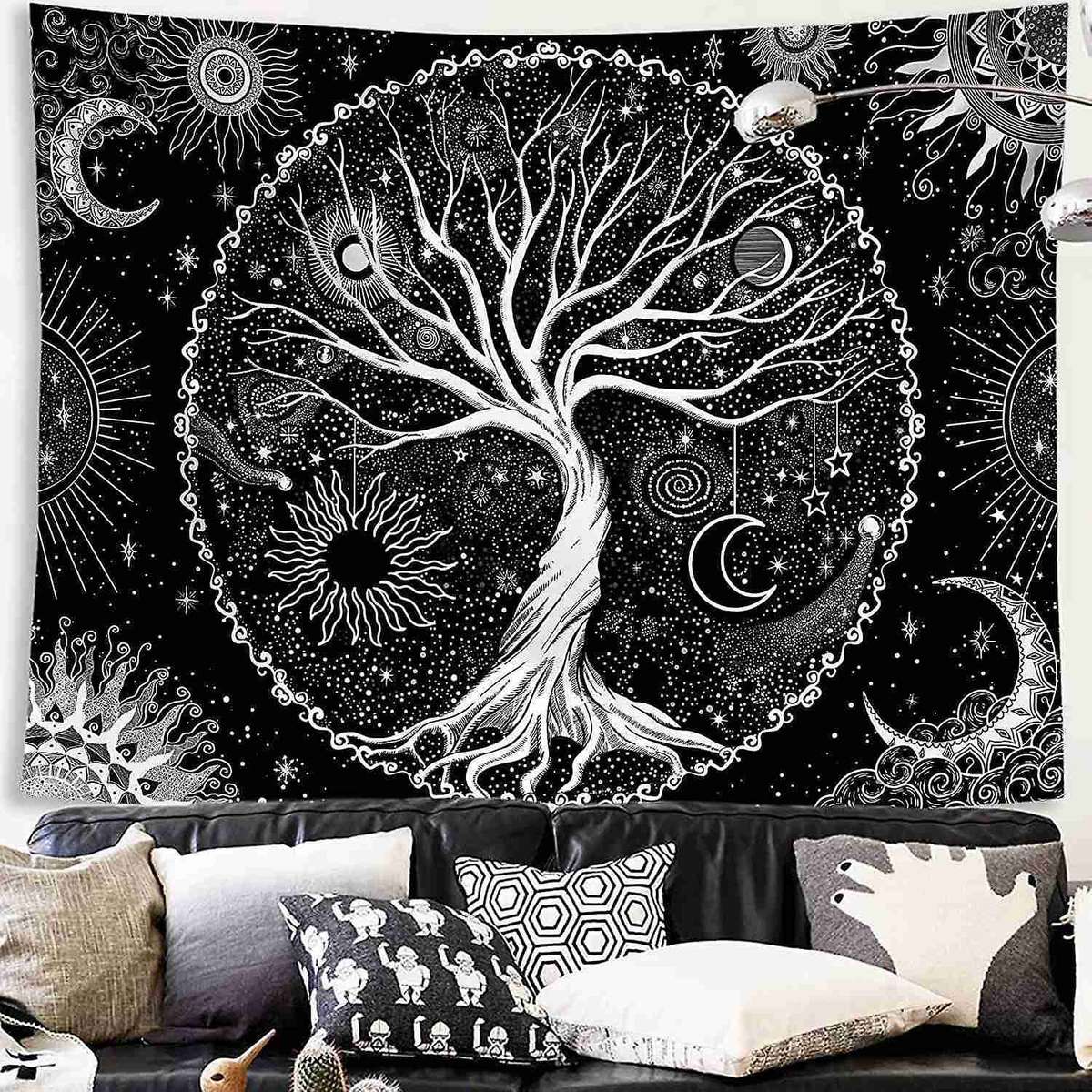 Black and White Tapestry Galaxy Space Tapestry for Bedroom,60x80 Inch