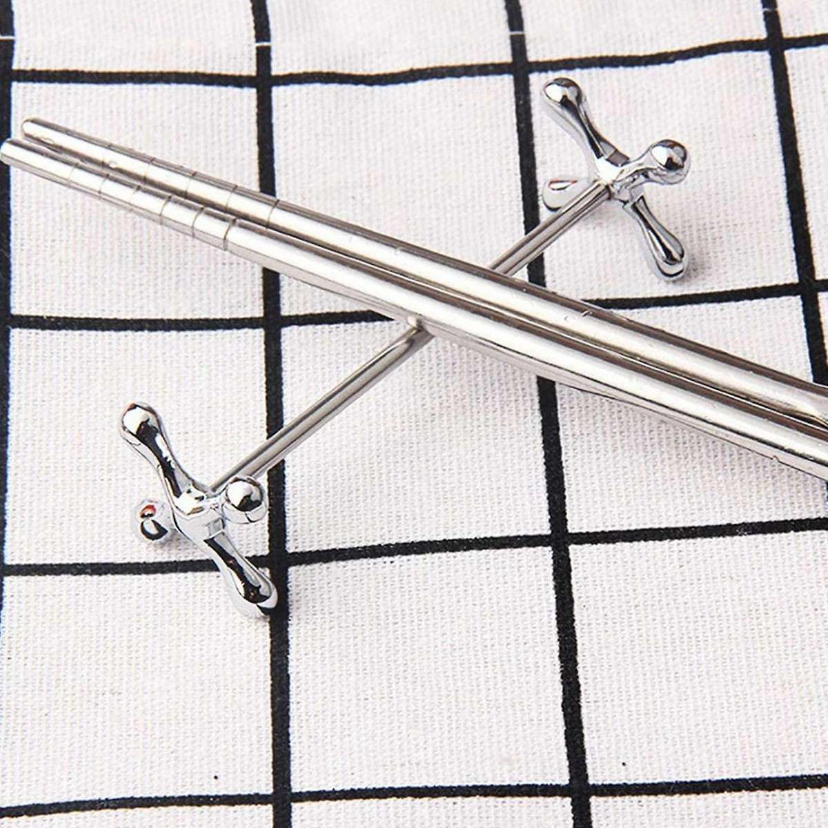 8 Pcs Zinc Alloy Chopsticks Stand Metal Craft Decoration (silver)