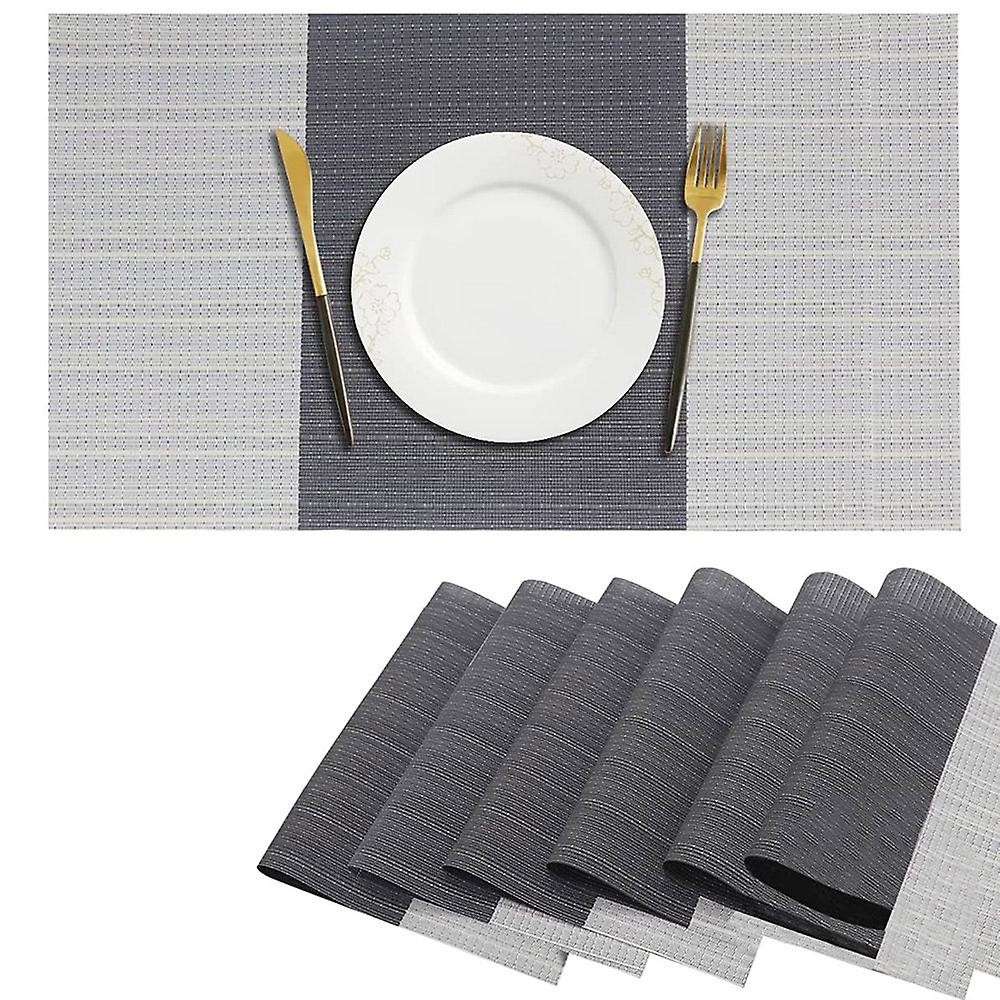 Placemat Set Of 6 Heat Resistant Placemats Pvc Placemats,grey