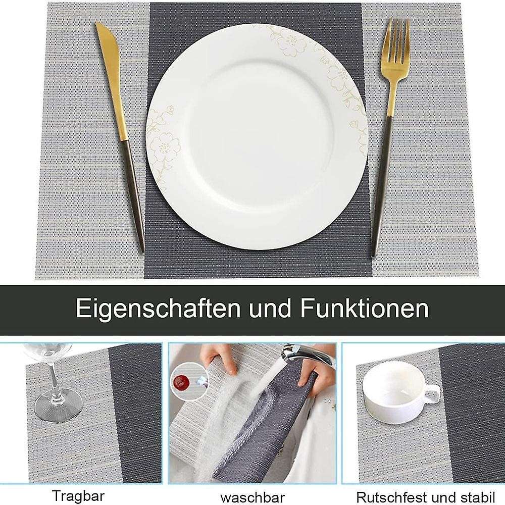 Placemat Set Of 6 Heat Resistant Placemats Pvc Placemats,grey