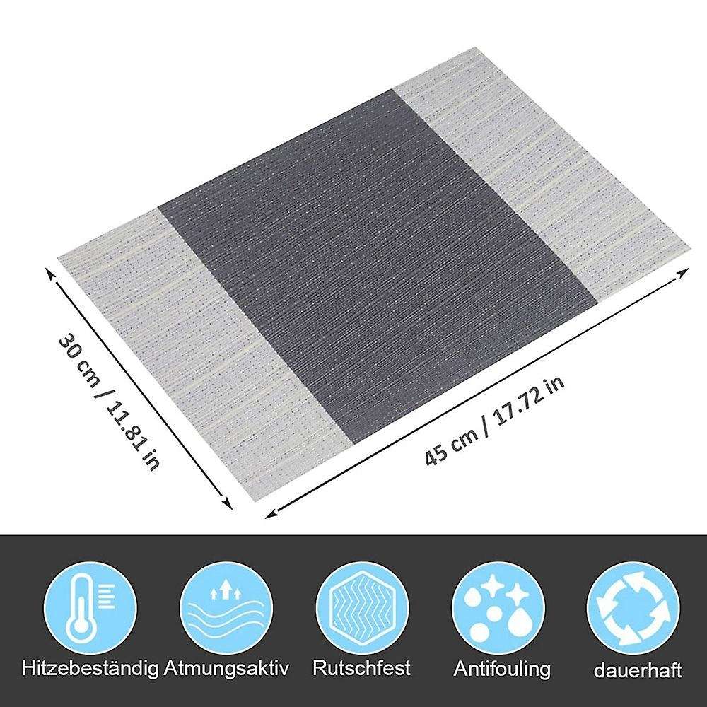 Placemat Set Of 6 Heat Resistant Placemats Pvc Placemats,grey