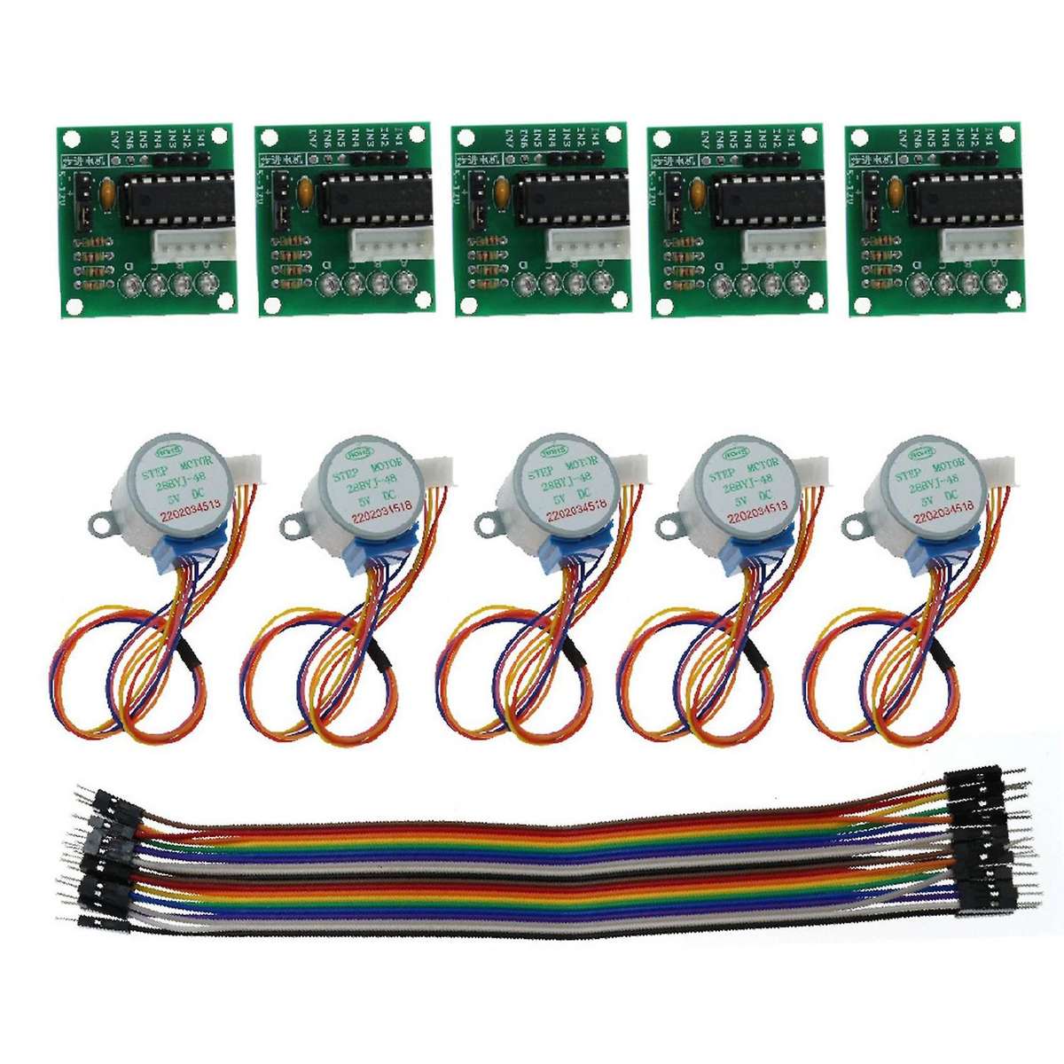 5pcs 5v Stepper Motor+uln2003+dupont Line Stepper Motor Driver Board