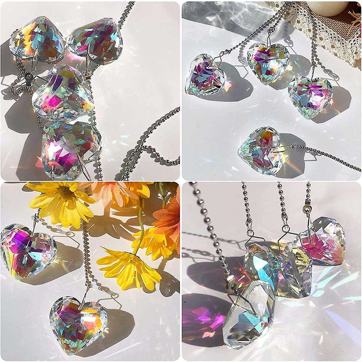 4 Pcs Crystal Ceiling Fan Pull Chain for Ceiling Light Fan (heart)