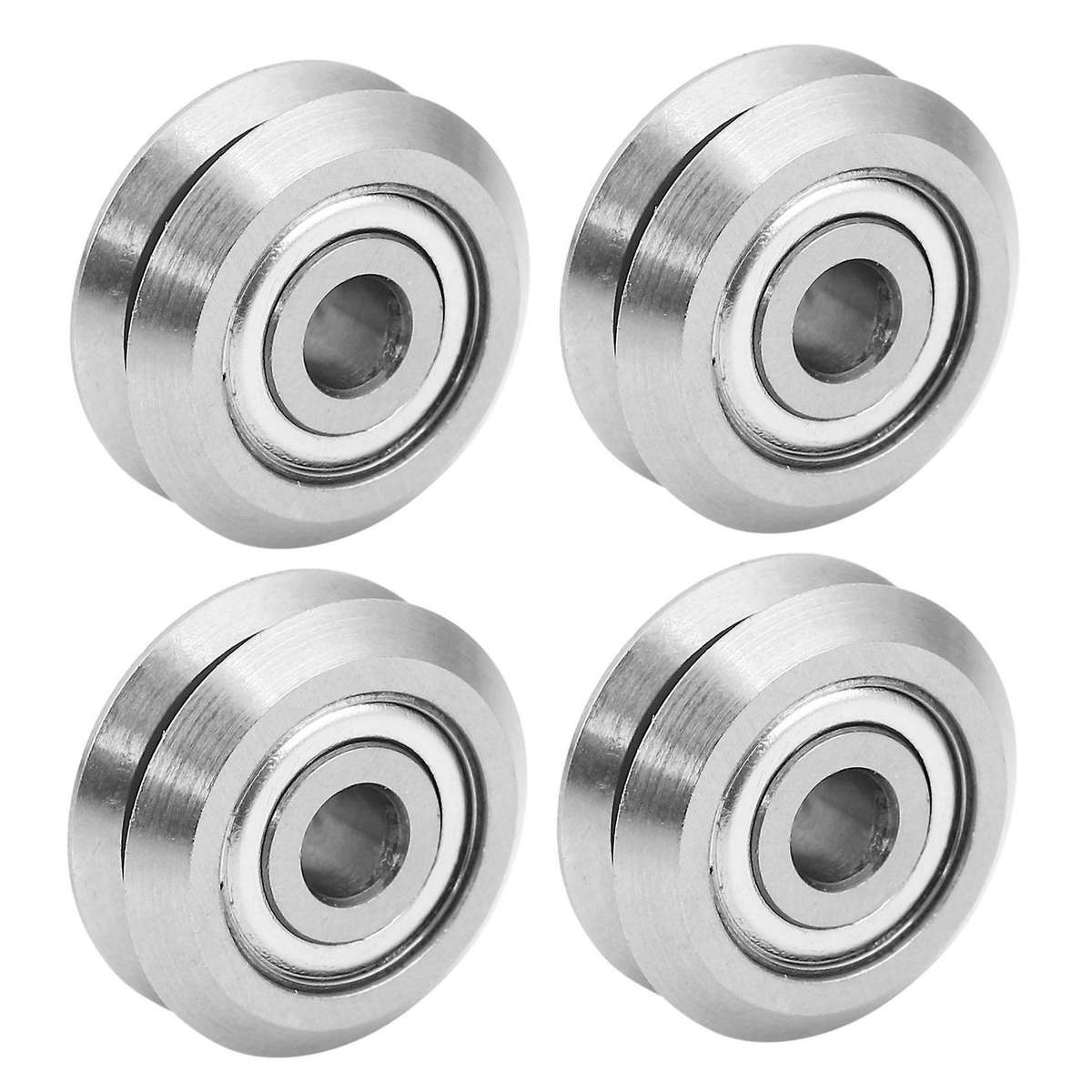 4x W1 Deep V Groove W-rail Track Pulley Rollers Ball Bearings Steel