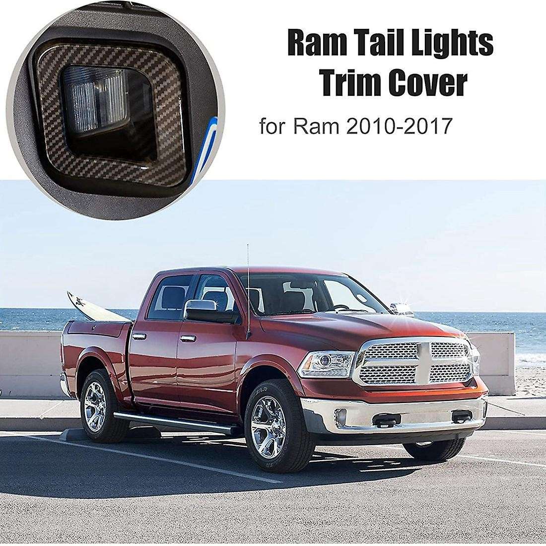 License Plate Light Trim for Dodge Ram 2010-2017, Abs Carbon Fiber