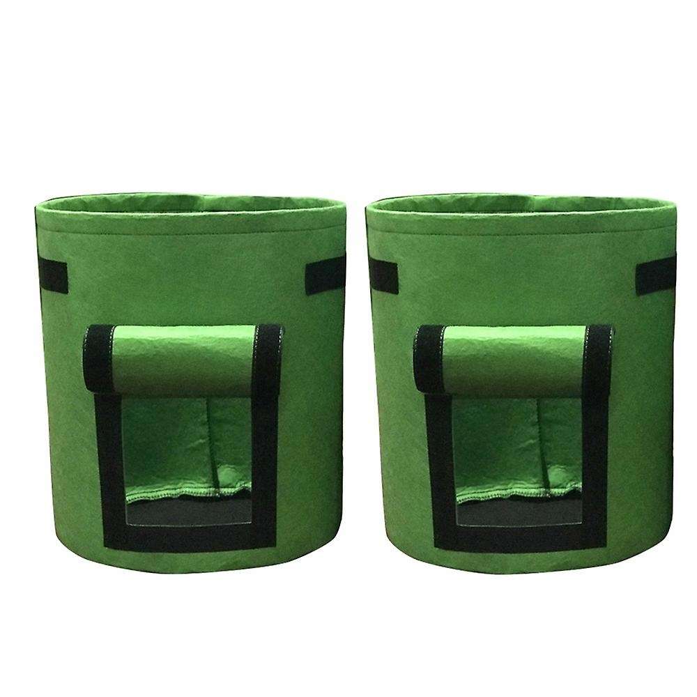 2 Pcs Felt 10 Gallon Nonwoven Fabric Vegetable Growing Bags(green)