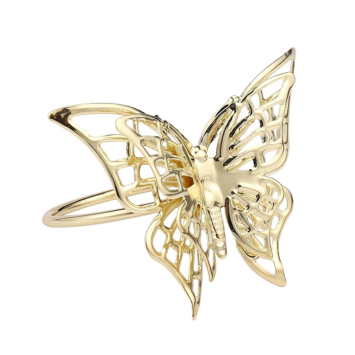 12pcs Gold Butterfly Napkin Ring Napkin Buckle Hotel Table Decoration