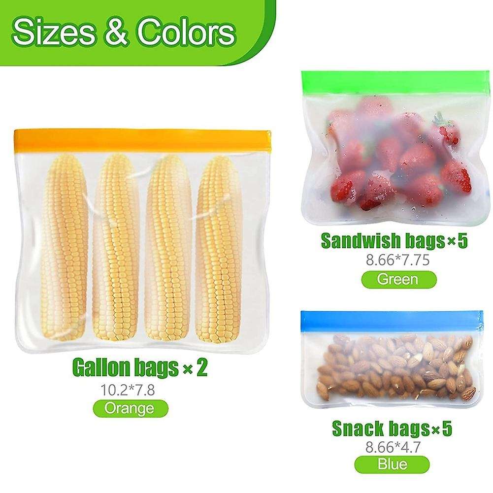 12pcs Reusable Refrigerator Freezer Fresh-keeping Bag