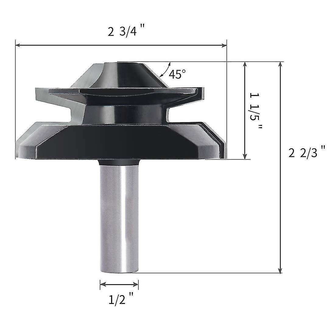 1/2 Inch Shank Lock Miter Router Bit 45 Degree 1/2 Inch to 1 Inch