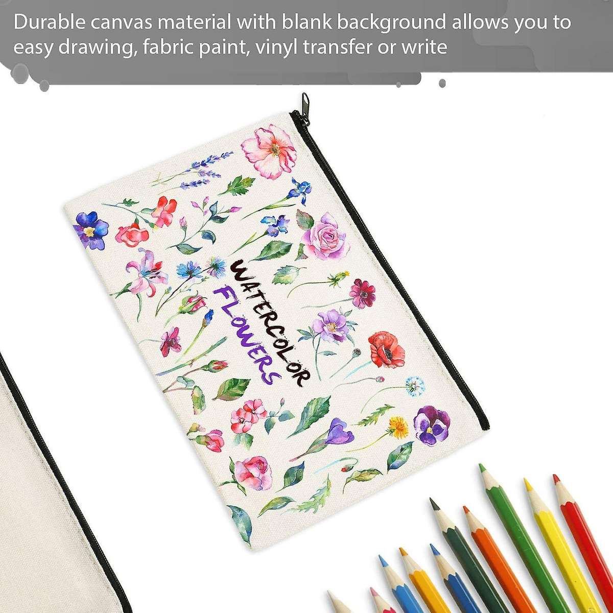 Canvas Zip Bags Canvas Pencil Pouch Canvas Makeup Bags Diy Craft Bags