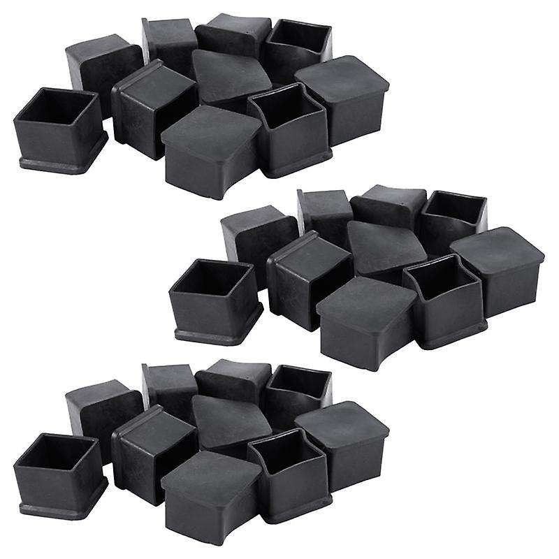 30pcs 30x30mm Square Rubber Desk Chair Leg Foot Cover Holder Black